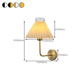 Modern White Cone Pleated Fabric Shade Wall Sconce #size