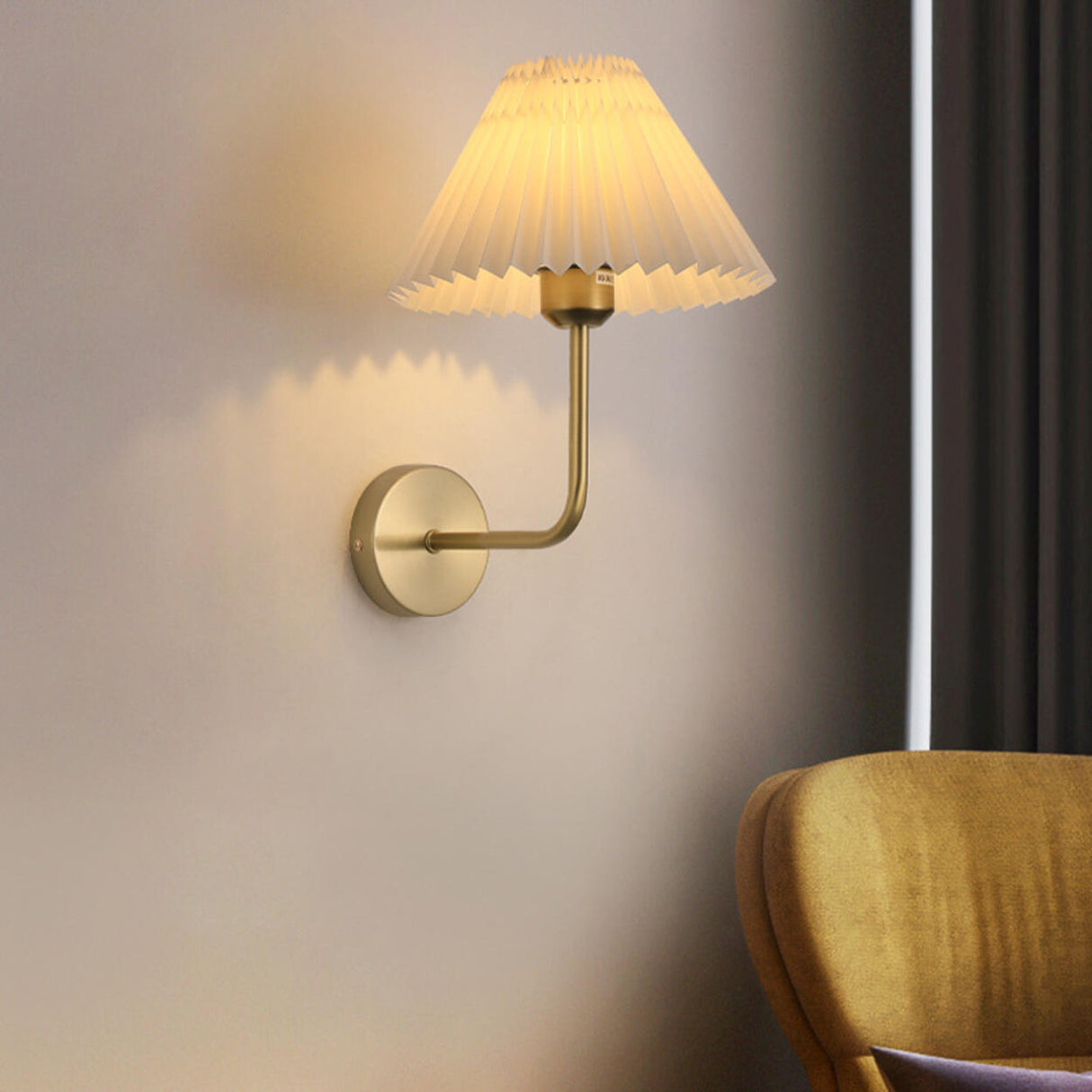 Modern White Cone Pleated Fabric Shade Wall Sconce Image - 4