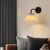 Modern White Cone Pleated Fabric Shade Wall Sconce Image - 8