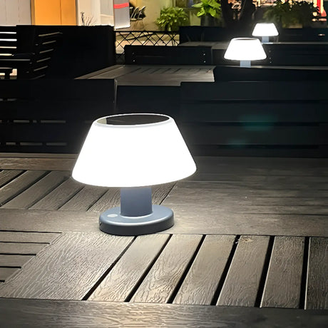 Modern White Cone Touch Control Outdoor Table Lamp Image - 1