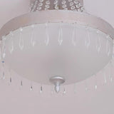 Modern White Crystal Bowl-Shaped Glass Flush Mount Lamp Image - 7