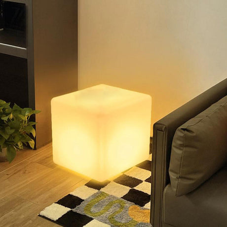 Modern White Cube LED Floor Lamp with Foot Switch Image - 1