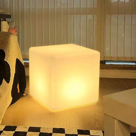 Modern White Cube LED Floor Lamp with Foot Switch Image - 2