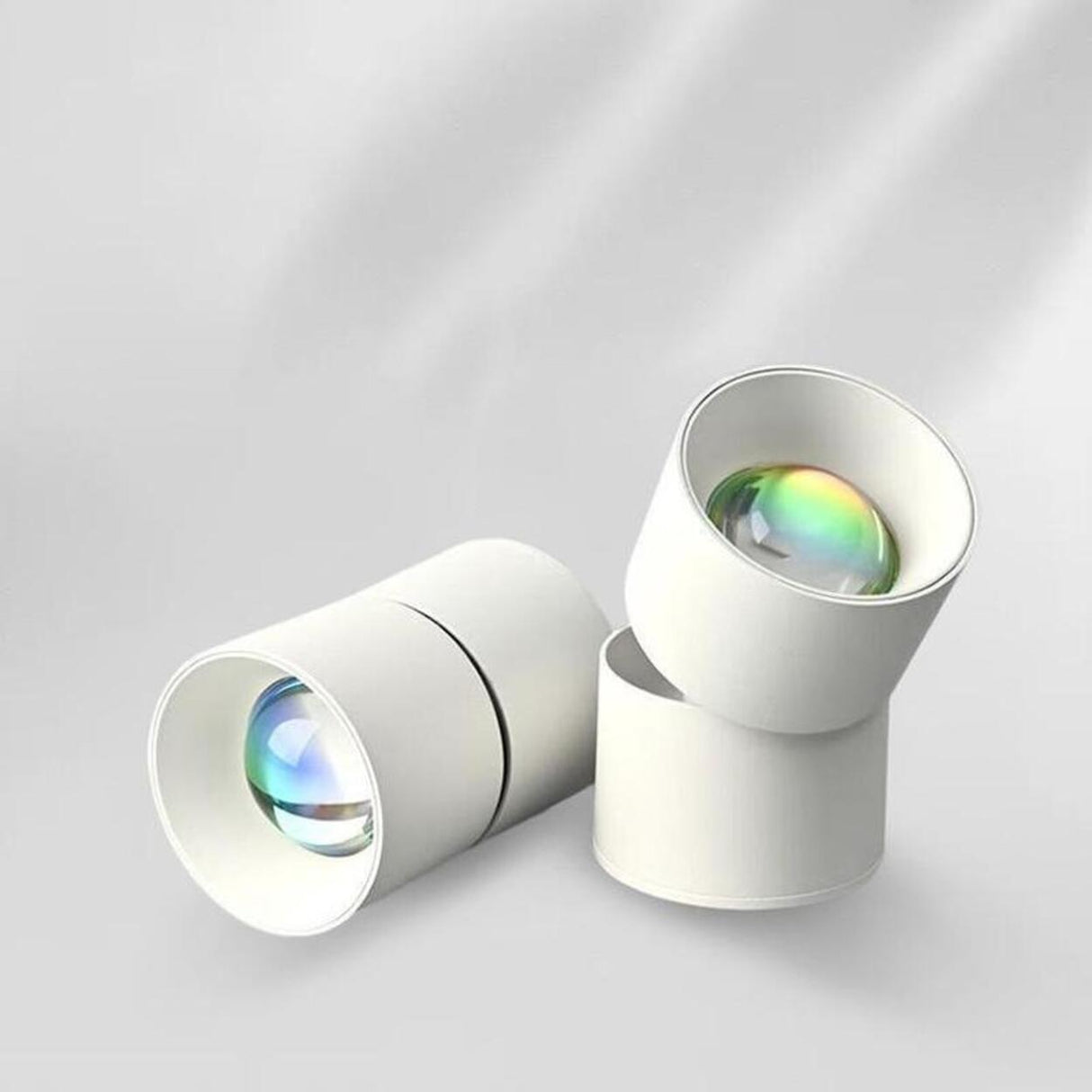 Modern White Cylinder Adjustable LED Flush Mount Light Image - 8