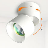 Modern White Cylinder Adjustable LED Flush Mount Light Image - 9