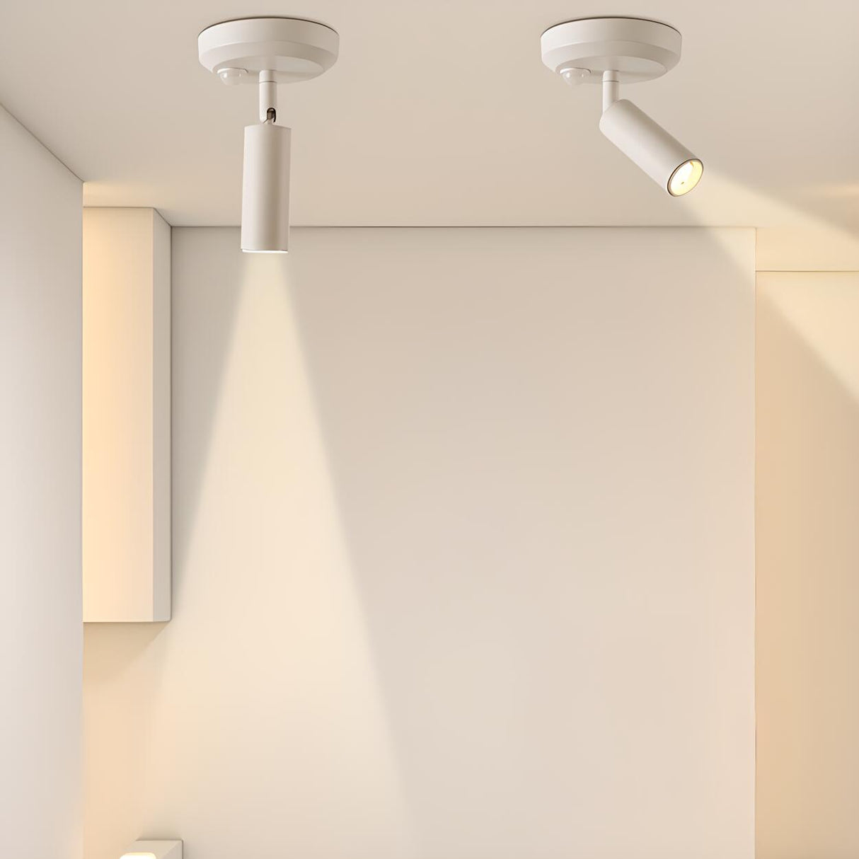 Modern White Cylinder LED Semi-Flush Mount Ceiling Lamp Image - 3