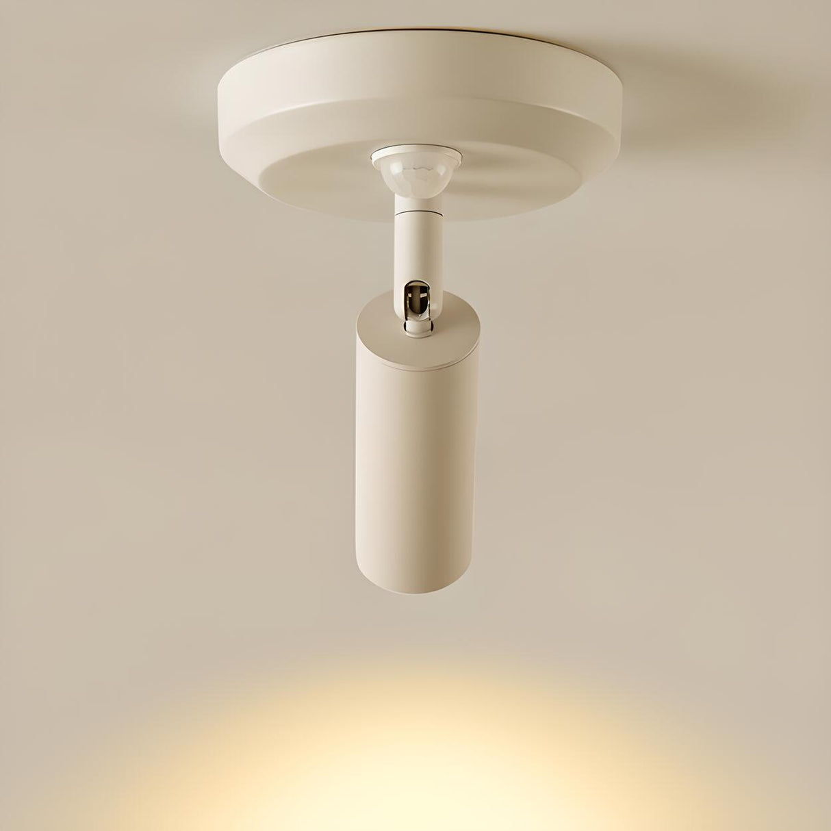 Modern White Cylinder LED Semi-Flush Mount Ceiling Lamp Image - 4