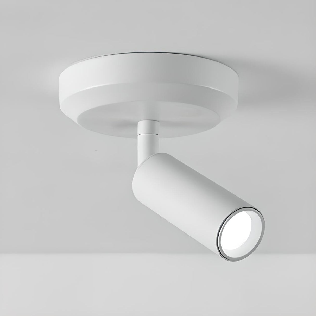 Modern White Cylinder LED Semi-Flush Mount Ceiling Lamp Image - 7