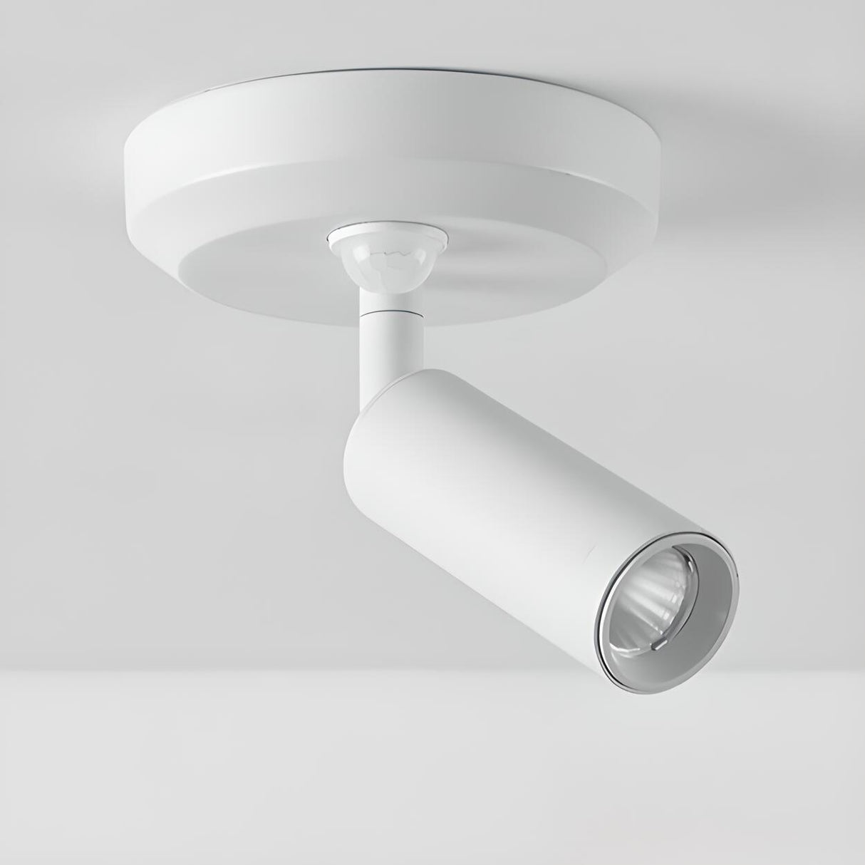 Modern White Cylinder LED Semi-Flush Mount Ceiling Lamp Image - 9