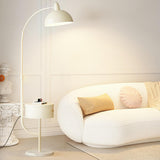 Modern White Dome and Arc Floor Lamp with Storage Image - 1