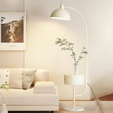 Modern White Dome and Arc Floor Lamp with Storage Image - 4