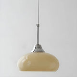 Modern White Dome Glass Pendant Light for Bedroom Image - 1