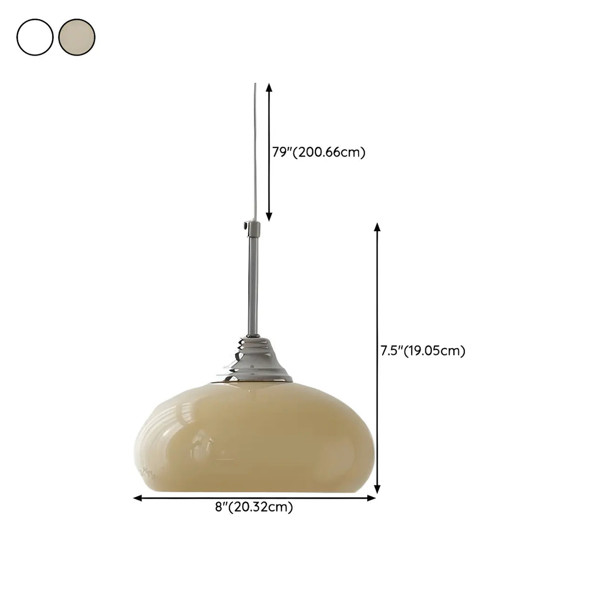 Modern White Dome Glass Pendant Light for Bedroom 