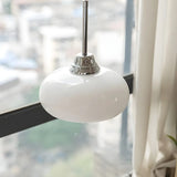 Modern White Dome Glass Pendant Light for Bedroom Image - 2