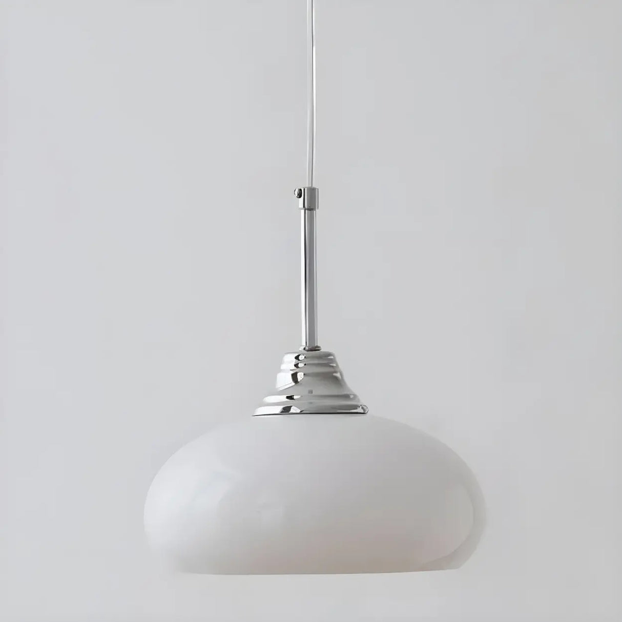 Modern White Dome Glass Pendant Light for Bedroom Image - 5