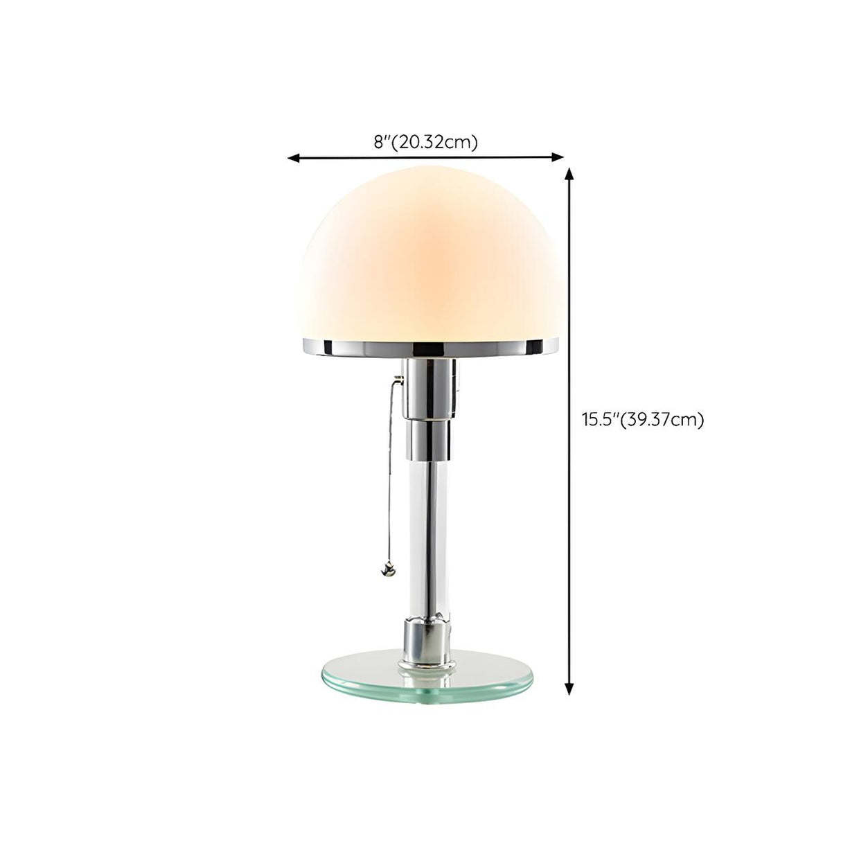 Modern White Dome Glass Shade Clear Base Table Lamp 