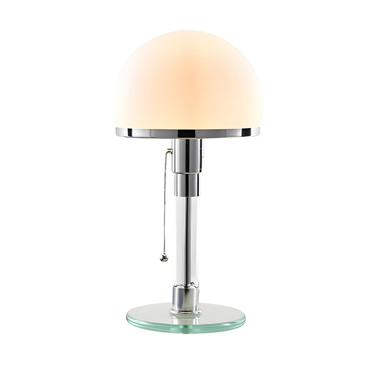 Modern White Dome Glass Shade Clear Base Table Lamp Image - 5