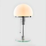 Modern White Dome Glass Shade Clear Base Table Lamp Image - 6