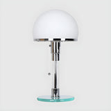 Modern White Dome Glass Shade Clear Base Table Lamp Image - 7