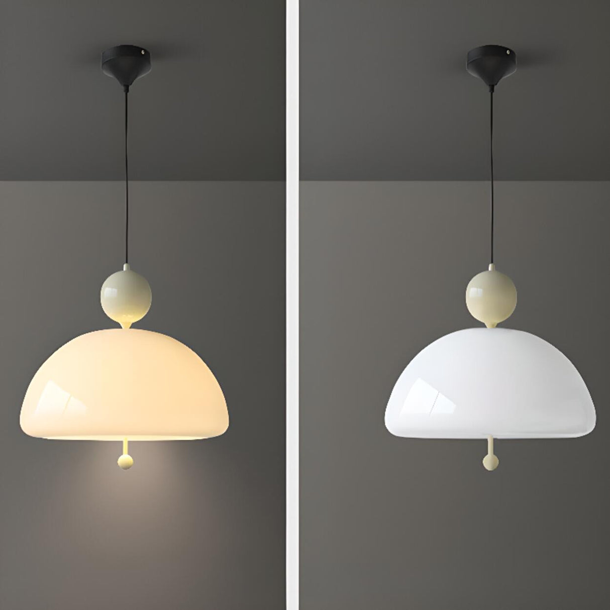 Modern White Dome Pendant Light Chandelier Image - 12