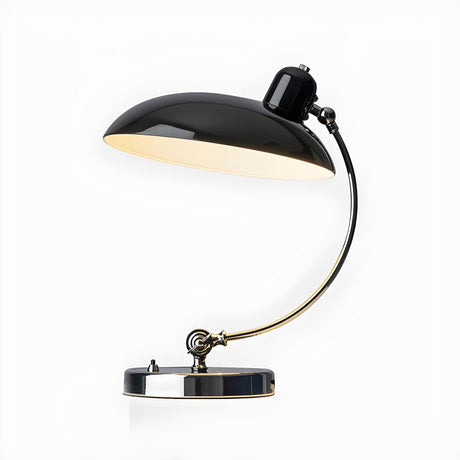 Modern White Dome Shaped Curved Metal Arm Table Lamp Image - 2