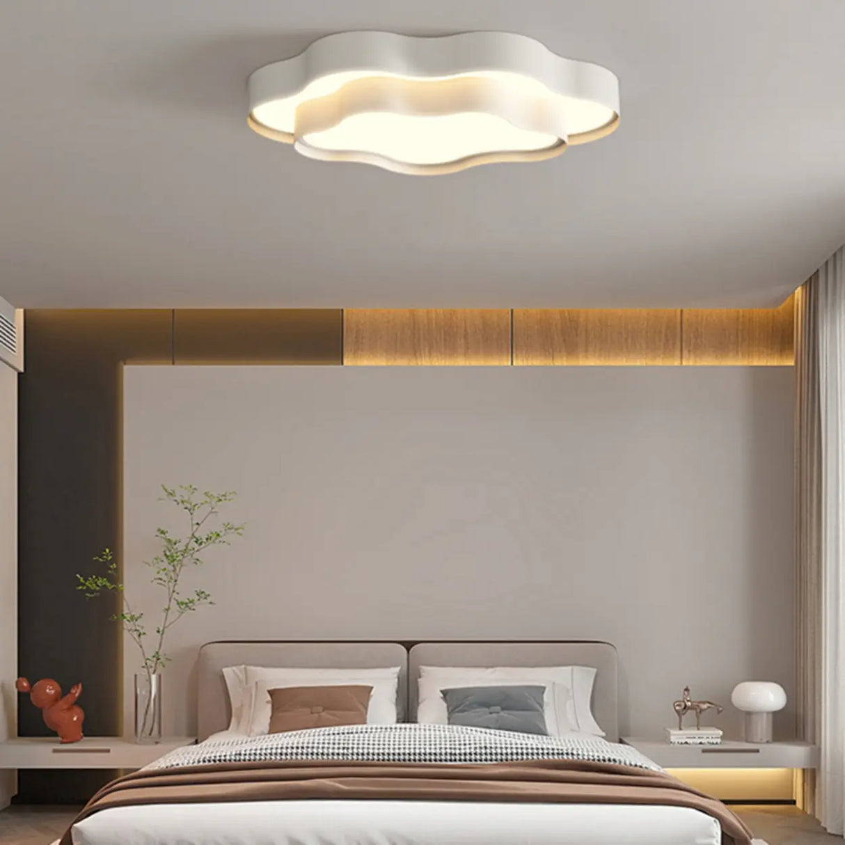 Modern White Double Layer Cloud LED Flush Mount Light Image - 3