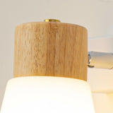 Modern White Double Light Wooden Wall Sconce Image - 11