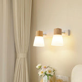 Modern White Double Light Wooden Wall Sconce Image - 13