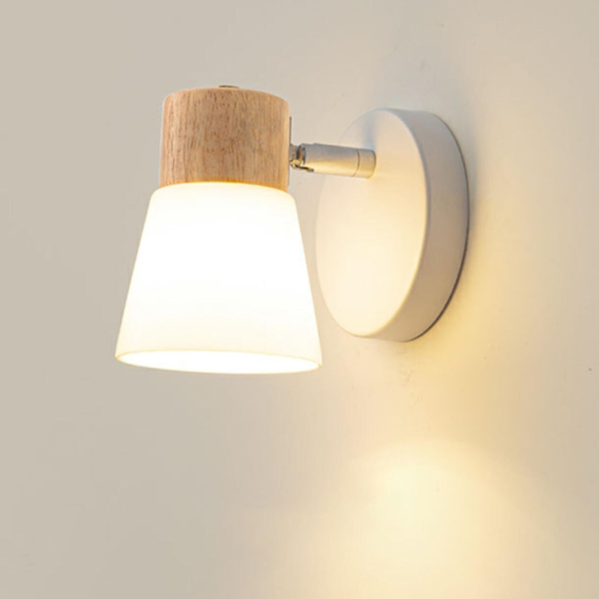 Modern White Double Light Wooden Wall Sconce Image - 8