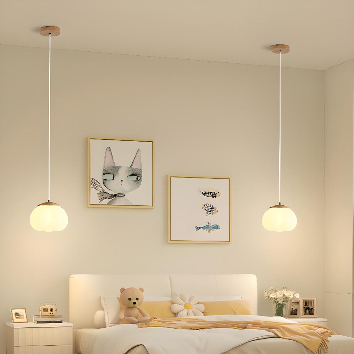 Modern White Drum Cloud Pendant Light Flexible Length Image - 3