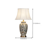 Modern White Drum Fabric Ceramic Vase Base Table Lamp #size