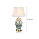 Modern White Drum Fabric Ceramic Vase Base Table Lamp Image - 17