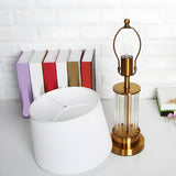 Modern White Drum Fabric Shade Cylindrical Table Lamp Image - 7