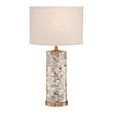 Modern White Drum Shade Chic Cylinder Base Table Lamp Image - 5