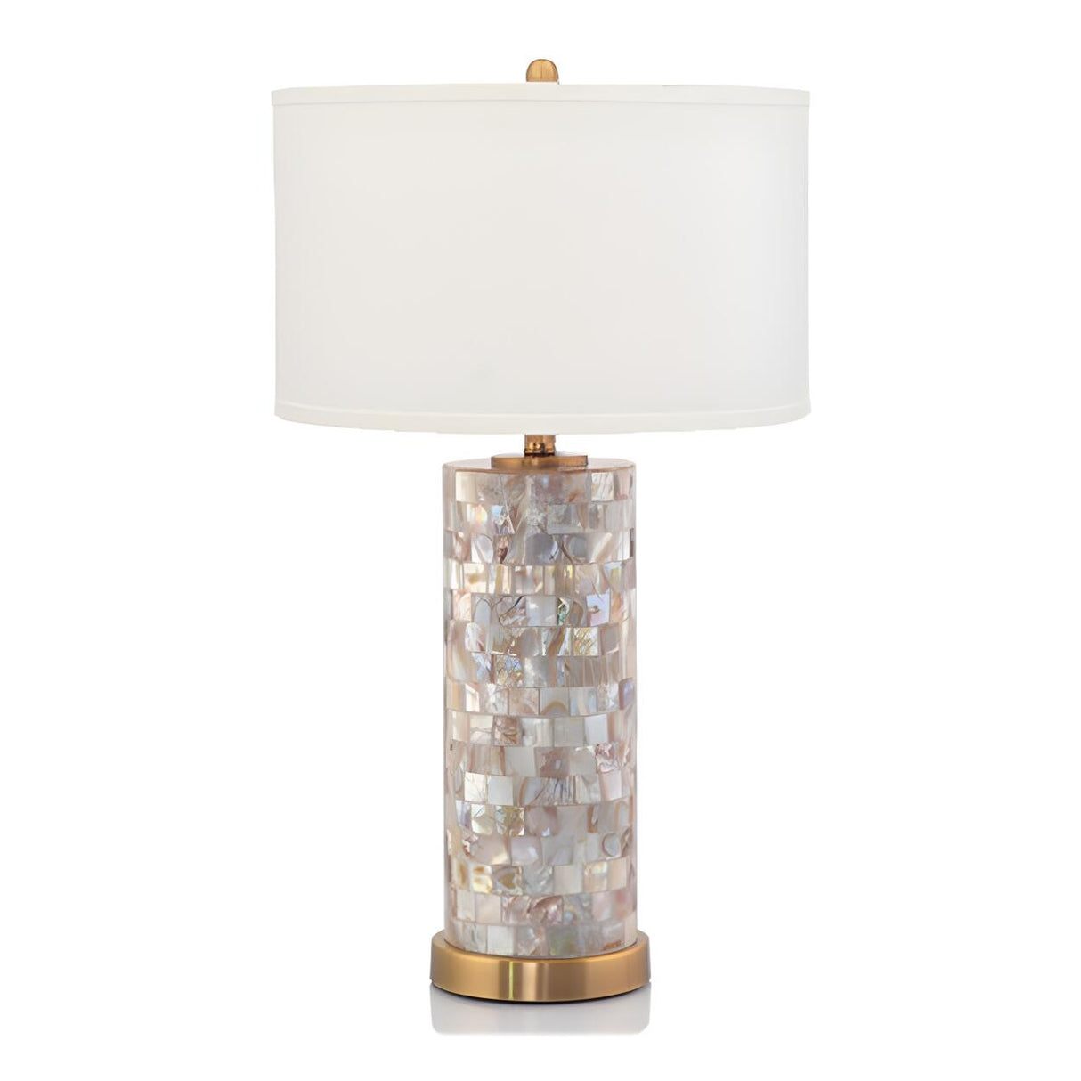 Modern White Drum Shade Chic Cylinder Base Table Lamp Image - 6