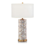 Modern White Drum Shade Chic Cylinder Base Table Lamp Image - 6