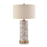 Modern White Drum Shade Chic Cylinder Base Table Lamp Image - 7