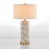 Modern White Drum Shade Chic Cylinder Base Table Lamp Image - 8