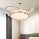 Modern White Drum Simple Ceiling Fan With LED Light Image - 1