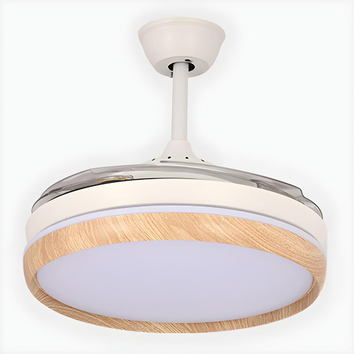 Modern White Drum Simple Ceiling Fan With LED Light Image - 11