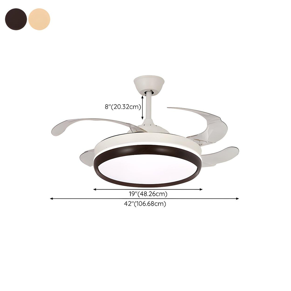 Modern White Drum Simple Ceiling Fan With LED Light 