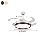 Modern White Drum Simple Ceiling Fan With LED Light #size