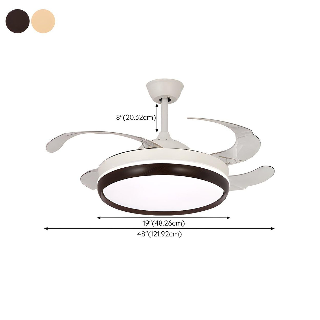 Modern White Drum Simple Ceiling Fan With LED Light Image - 19