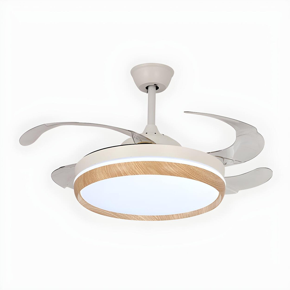 Modern White Drum Simple Ceiling Fan With LED Light Image - 3