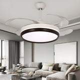 Modern White Drum Simple Ceiling Fan With LED Light Image - 4