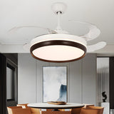 Modern White Drum Simple Ceiling Fan With LED Light Image - 5