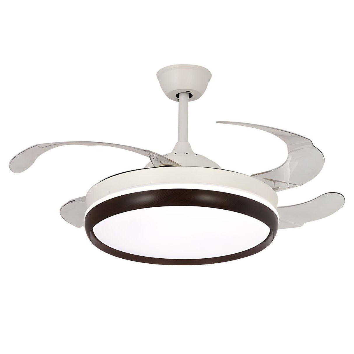 Modern White Drum Simple Ceiling Fan With LED Light Image - 7