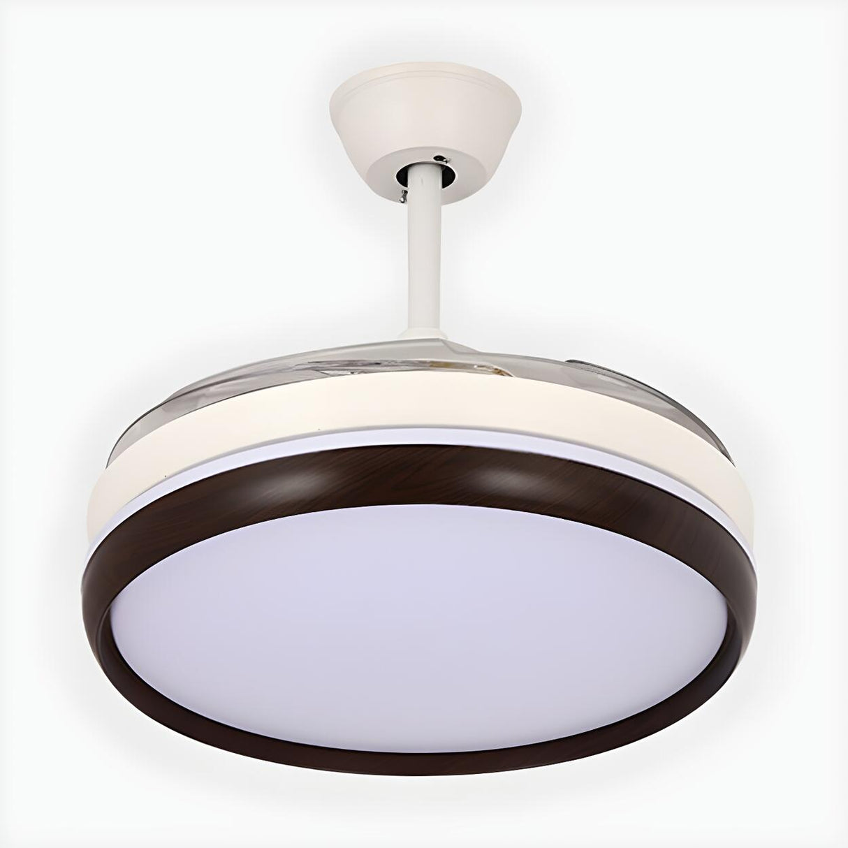 Modern White Drum Simple Ceiling Fan With LED Light Image - 9