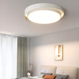 Modern White Dual-Ring LED Flush Mount Light Image - 1