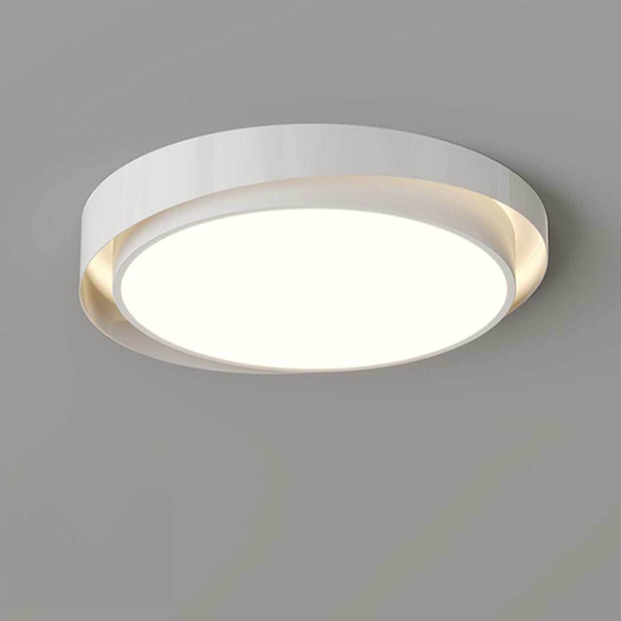 Modern White Dual-Ring LED Flush Mount Light Image - 10